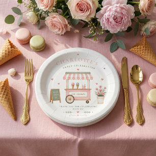 Assiettes En Carton Anniversaire de chariot de glace personnalisé 