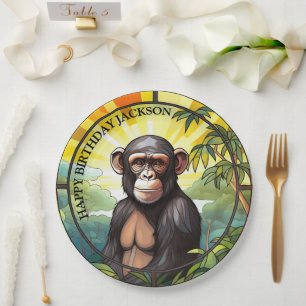 Assiettes En Carton Anniversaire de Chimpanzé Africain