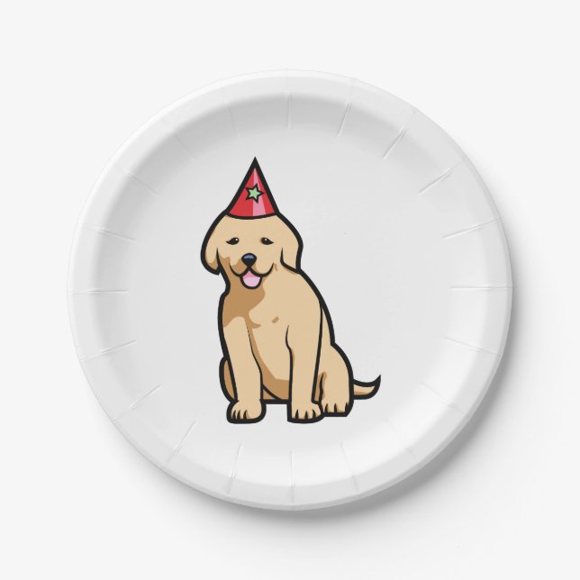 Assiettes En Carton Anniversaire de chiot de golden retriever (Devant)