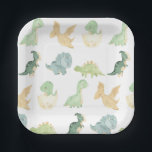 Assiettes En Carton Anniversaire de Cute Dino<br><div class="desc">Cute Dino plaque d'anniversaire</div>