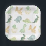 Assiettes En Carton Anniversaire de Cute Dino<br><div class="desc">Cute Dino plaque d'anniversaire</div>