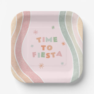 Assiettes En Carton Anniversaire de Cute Fiesta Rainbow
