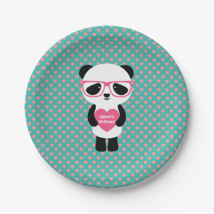 Assiettes En Carton Anniversaire de Cute Panda