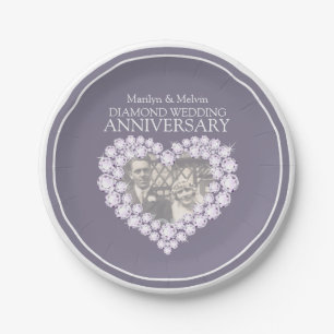 Assiettes En Carton Anniversaire de diamant photo plaque papier coeur