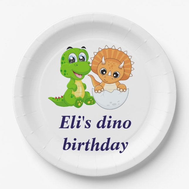 Assiettes En Carton Anniversaire de Dinosaur (Devant)