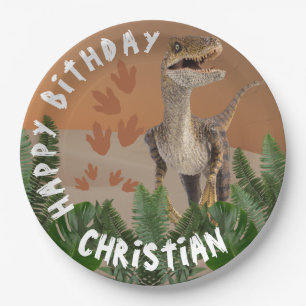 Assiettes En Carton Anniversaire de Dinosaur