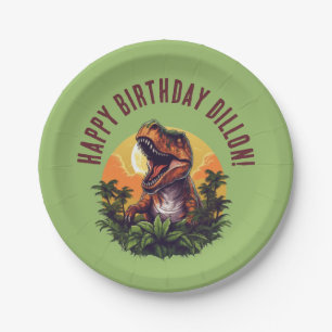 Assiettes En Carton Anniversaire de Dinosaur Rawr