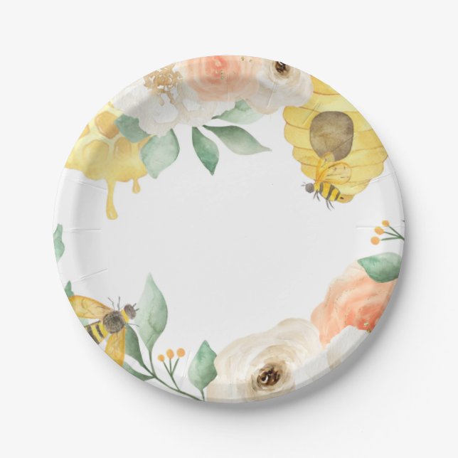 Assiettes En Carton Anniversaire de enfant, abeille, thème de l'abeill (Devant)