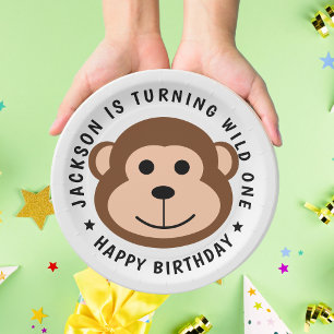 Assiettes En Carton Anniversaire de enfant animal Wild Monkey Jungle S