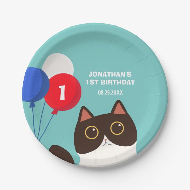 Assiettes En Carton Anniversaire de enfant cool du ballon de fête de c (Devant)