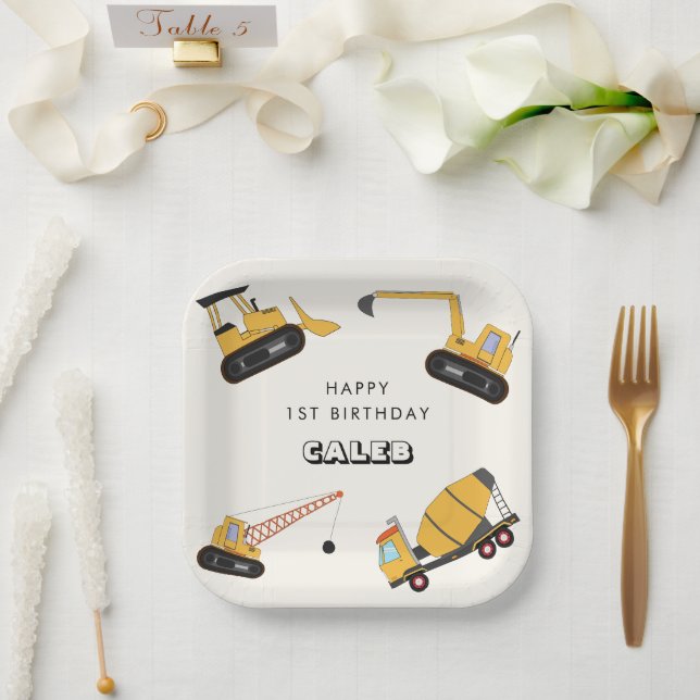 Assiettes En Carton Anniversaire de enfant de camion de vidange de con (Mariage)