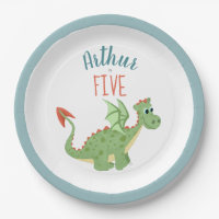 Anniversaire de enfant de dragon vert mignon