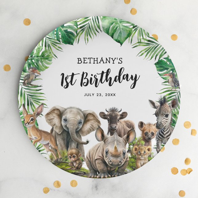 Assiettes En Carton Anniversaire de enfant de Safari Animaux (Créateur téléchargé)