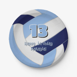 Assiettes En Carton anniversaire de enfant de volley-ball bleu bleu ma