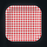 Assiettes En Carton Anniversaire de enfant En vichy Farm Red<br><div class="desc">Impression En vichy avec couleur de base modifiable (blanc)</div>