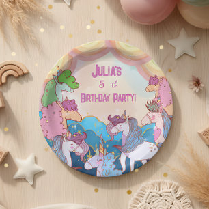 Assiettes En Carton Anniversaire de enfant Pastel Unicorn