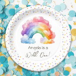 Assiettes En Carton Anniversaire de enfant Rainbow Wild One<br><div class="desc">Amusant watercolor arc-en-ciel la fête des enfants. Idéal pour toute saison. Construisons quelque chose d'amusant pour votre petit à l'occasion de leur anniversaire ! Personnalisé,  personnalisé,  aquarelle modifiable,  couleurs vives et pastel. illustration fantaisie,  confetti,  script</div>