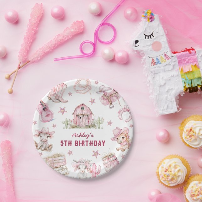 Assiettes En Carton Anniversaire de enfant Rodeo Cowgirl (Fête)