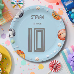 Assiettes En Carton Anniversaire de enfant sportif de balle