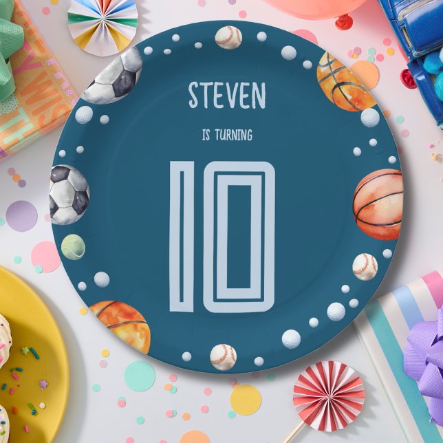 Assiettes En Carton Anniversaire de enfant sportif de balle (Créateur téléchargé)