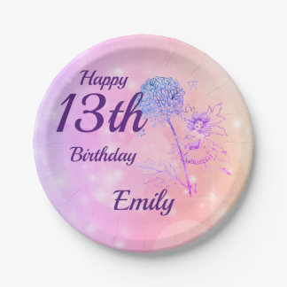 Assiettes En Carton Anniversaire de fille féerique rose d'étincelle