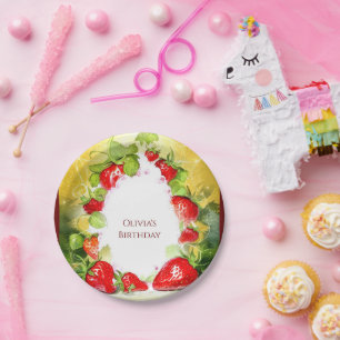 Assiettes En Carton Anniversaire de fraises colorées