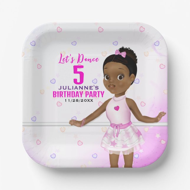 Assiettes En Carton Anniversaire de la Ballerina africaine (Recto)