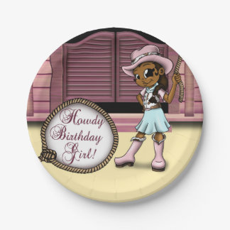 Assiettes En Carton Anniversaire de la Cowgirl afro-américaine