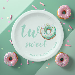 Assiettes En Carton Anniversaire de la Donut verte