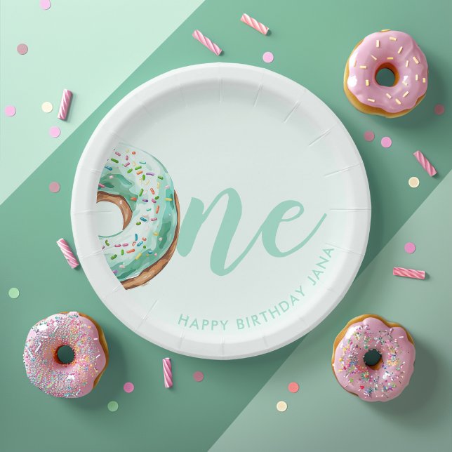 Assiettes En Carton Anniversaire de la Donut verte (Créateur téléchargé)