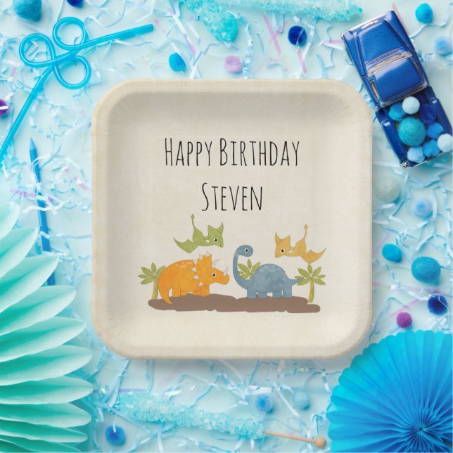 Assiettes En Carton Anniversaire de la faune préhistorique des Dinosau (Fête)