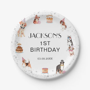 Assiettes En Carton Anniversaire de la fête du chien mignon