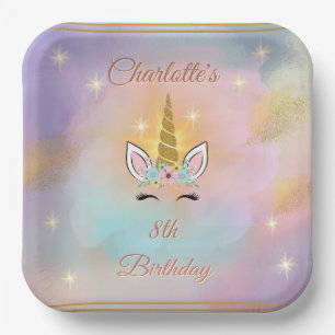 Assiettes En Carton Anniversaire de la fille de la licorne magique