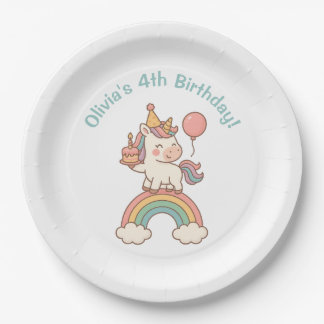Assiettes En Carton Anniversaire de la licorne