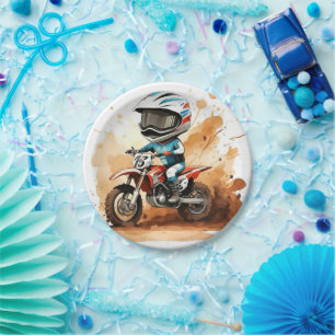 Assiettes En Carton Anniversaire de la moto à aquarelle enchantée