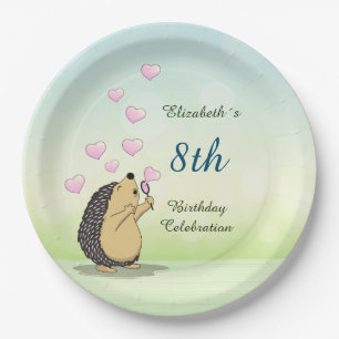 Assiettes En Carton Anniversaire de la petite fille de Hedgehog