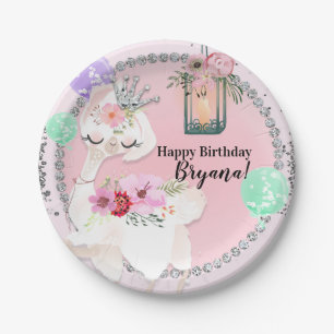 Assiettes En Carton Anniversaire de la princesse lama Glam Diva