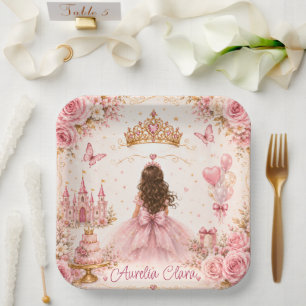 Assiettes En Carton Anniversaire de la Princesse Rose