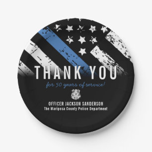 Assiettes En Carton Anniversaire de la retraite de la police Ligne ble