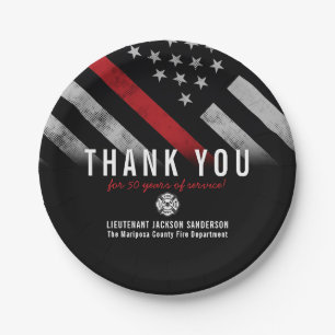 Assiettes En Carton Anniversaire de la retraite des pompiers Ligne rou