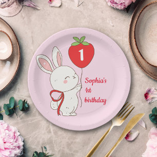 Assiettes En Carton Anniversaire de Lapin à la Fraise