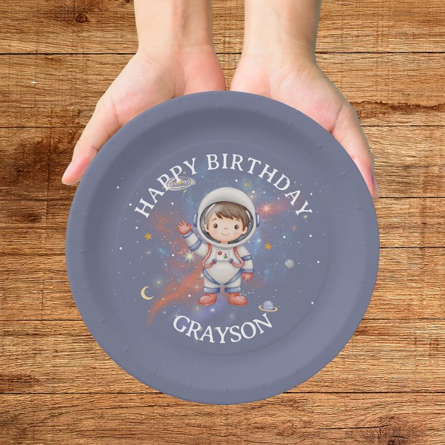 Assiettes En Carton Anniversaire de l'Astronaute Garçon de l'Espace (Créateur téléchargé)