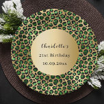 Assiettes En Carton Anniversaire de léopard vert émeraude<br><div class="desc">Ajoutez une touche audacieuse et sophistiquée à votre fête d'anniversaire avec ces plaques en papier vert émeraude et or, avec un arrière - plan chic en papier léopard et guépard. Parfaites pour les fêtes d'adultes, ces assiettes élégantes peuvent être personnalisées avec un nom, un âge et une date, créant un...</div>