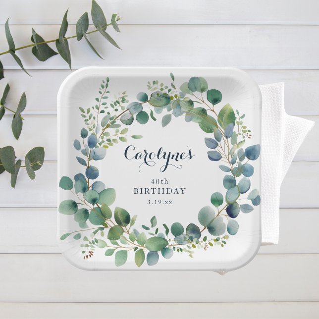 Assiettes En Carton Anniversaire de l'Eucalyptus (Créateur téléchargé)
