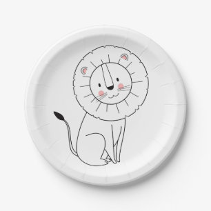 Assiettes En Carton Anniversaire de lion moderne de jungle/baby shower