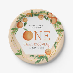 Assiettes En Carton Anniversaire de Little Cutie Orange 1 an