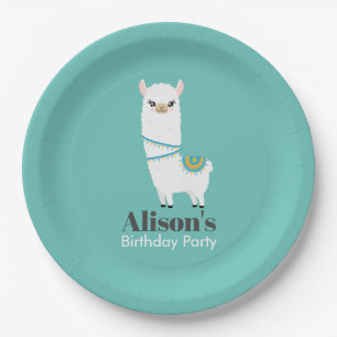 Assiettes En Carton Anniversaire de Llama personnalisable