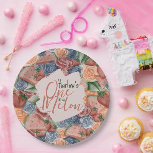 Assiettes En Carton Anniversaire de Melon - Vies d'été Anniversaire