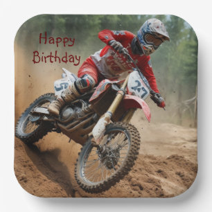 Assiettes En Carton Anniversaire de Motocross