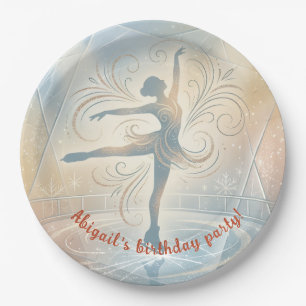 Assiettes En Carton Anniversaire de patinage sur glace hivernal élégan
